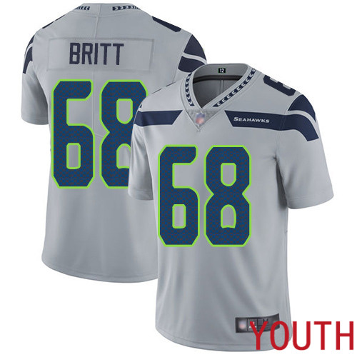 Seattle Seahawks Limited Grey Youth Justin Britt Alternate Jersey NFL Football 68 Vapor Untouchable